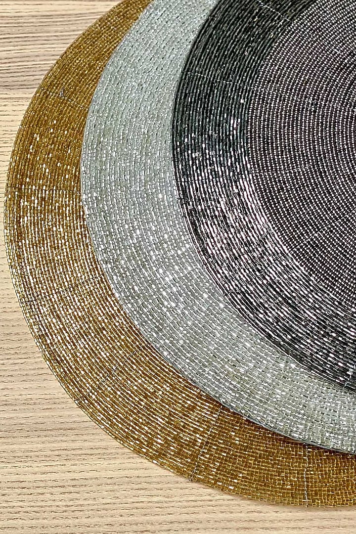 Silver Regal Beaded Placemat (Set of 2) by Mason Home at Pernia's Pop Up Shop