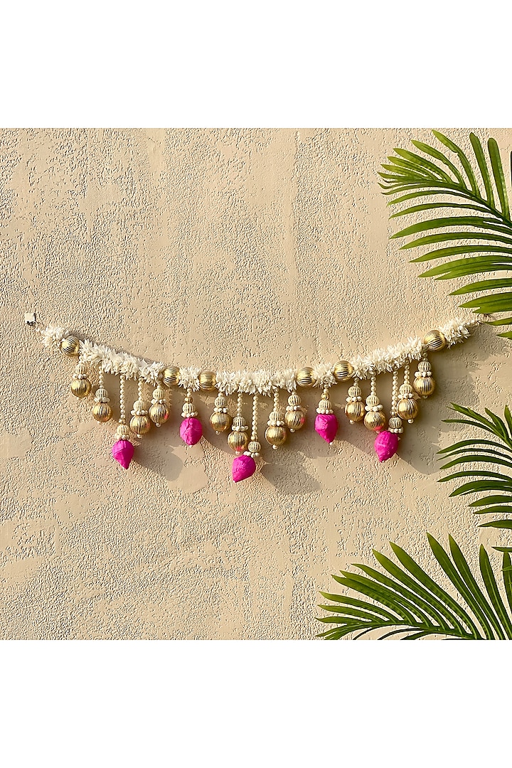 White & Pink Artificial Flower Handcrafted Toran by Mason Home