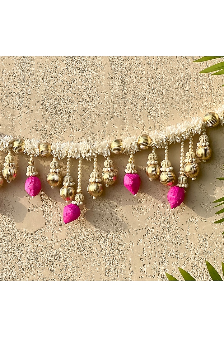 White & Pink Artificial Flower Handcrafted Toran by Mason Home at Pernia's Pop Up Shop