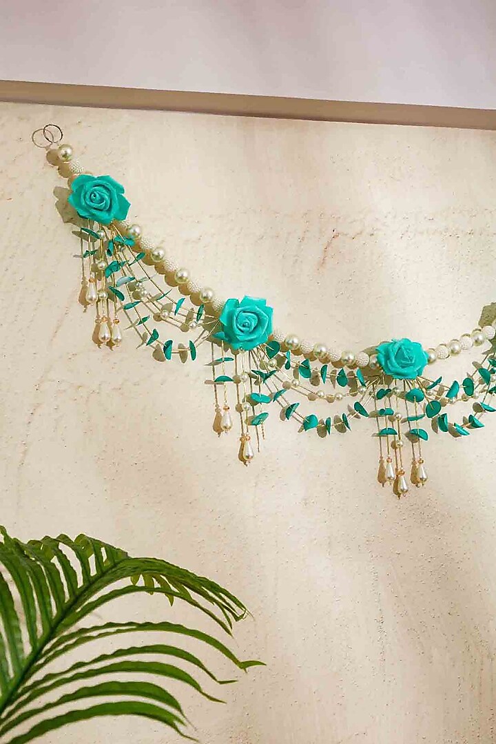 Turquoise & White Artificial Flower Handcrafted Toran by Mason Home at Pernia's Pop Up Shop