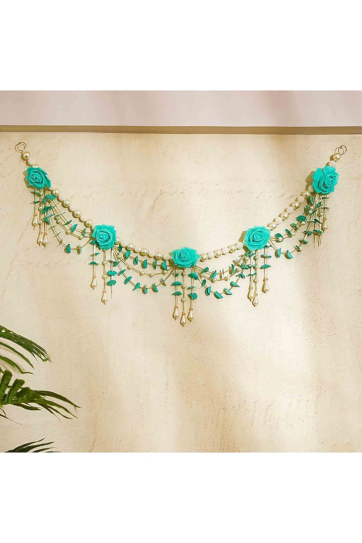 Turquoise & White Artificial Flower Handcrafted Toran by Mason Home at Pernia's Pop Up Shop