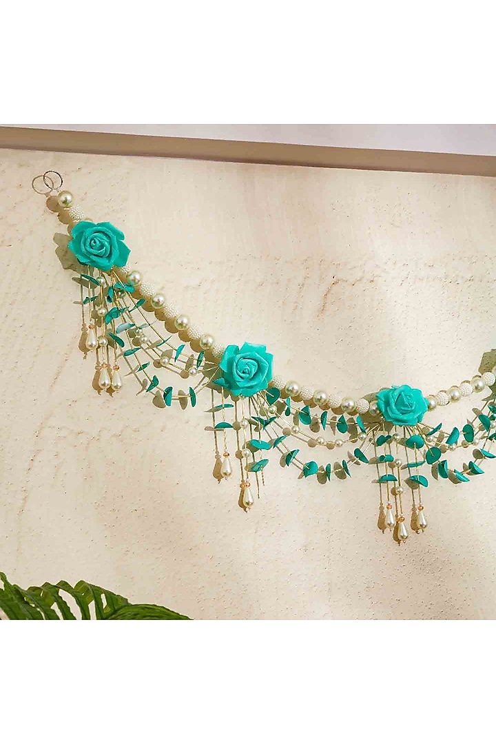Turquoise & White Artificial Flower Handcrafted Toran by Mason Home at Pernia's Pop Up Shop