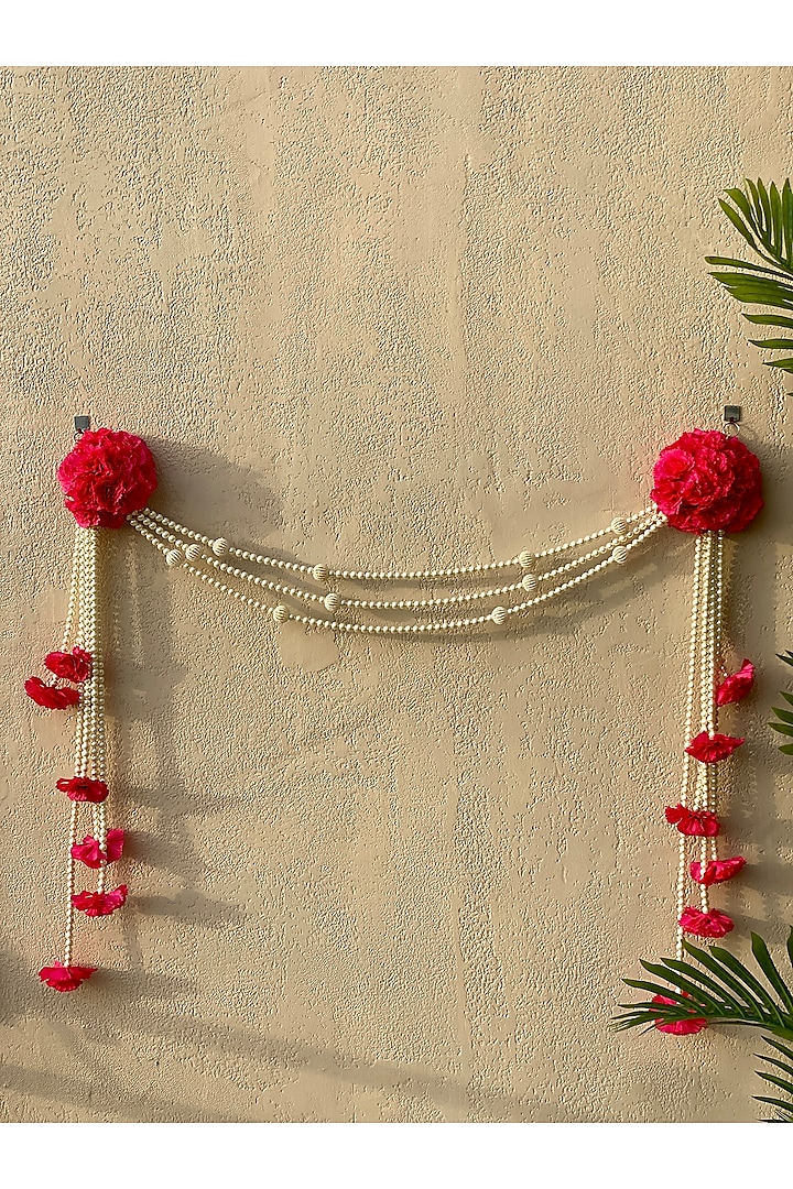 Pink & White Artificial Flower Handcrafted Toran by Mason Home