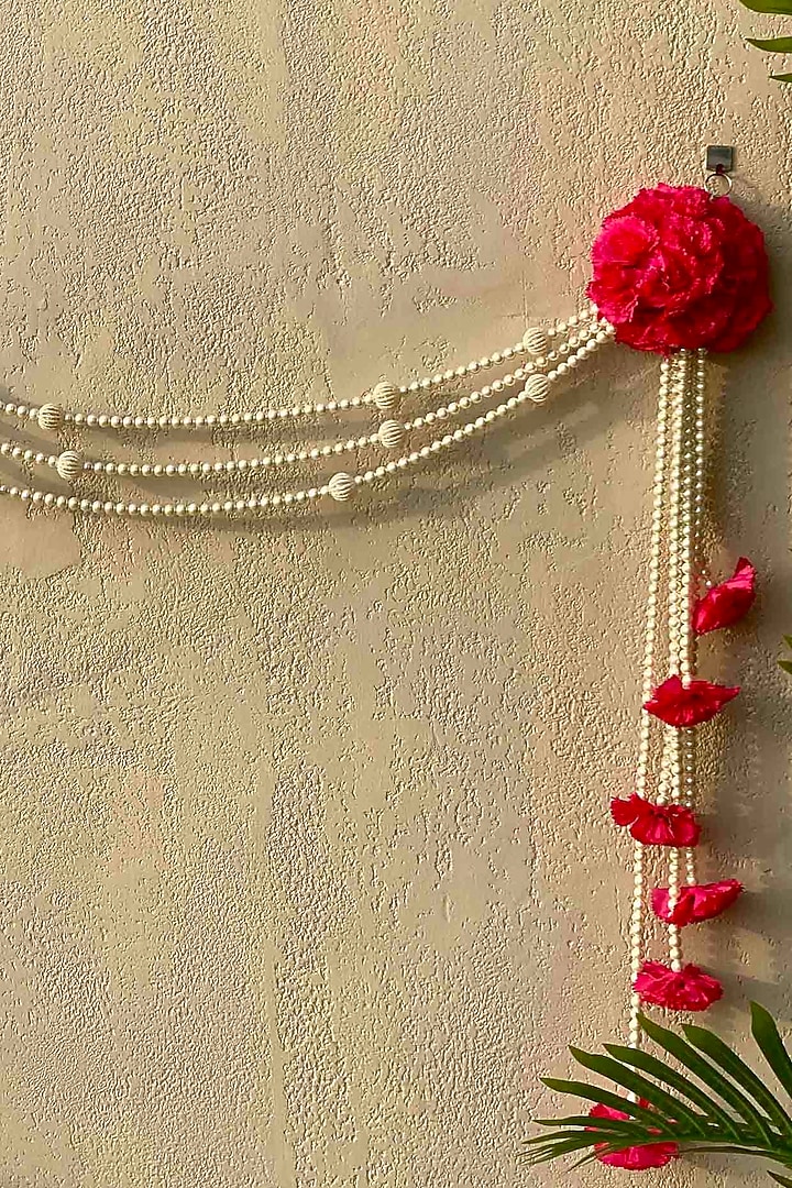 Pink & White Artificial Flower Handcrafted Toran by Mason Home at Pernia's Pop Up Shop