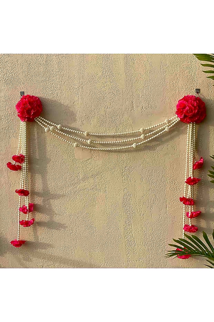 Pink & White Artificial Flower Handcrafted Toran by Mason Home at Pernia's Pop Up Shop