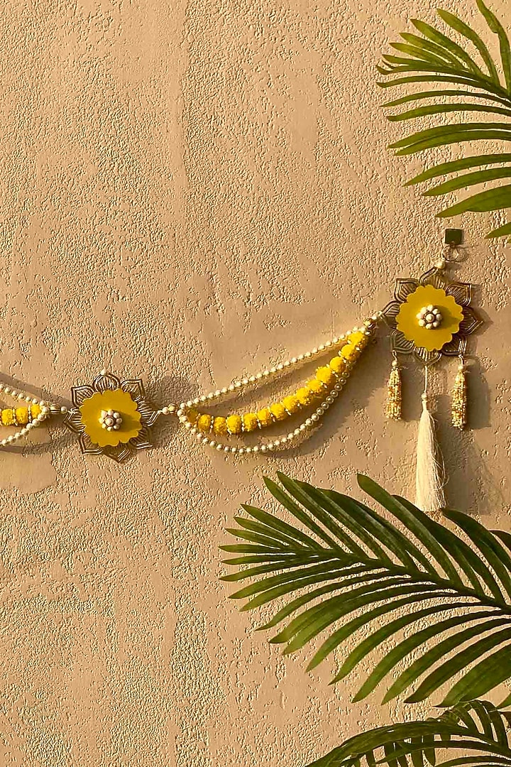 Yellow & White Artificial Flower Handcrafted Toran by Mason Home at Pernia's Pop Up Shop