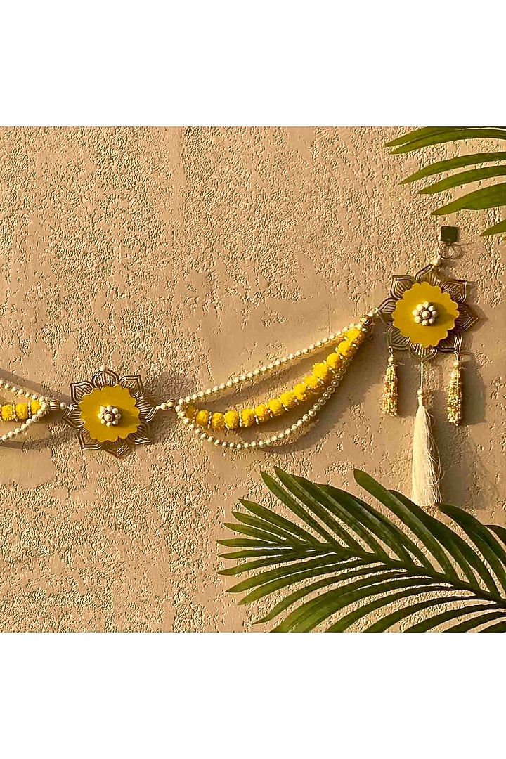 Yellow & White Artificial Flower Handcrafted Toran by Mason Home at Pernia's Pop Up Shop