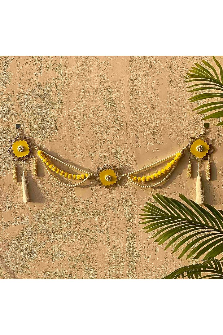 Yellow & White Artificial Flower Handcrafted Toran by Mason Home at Pernia's Pop Up Shop