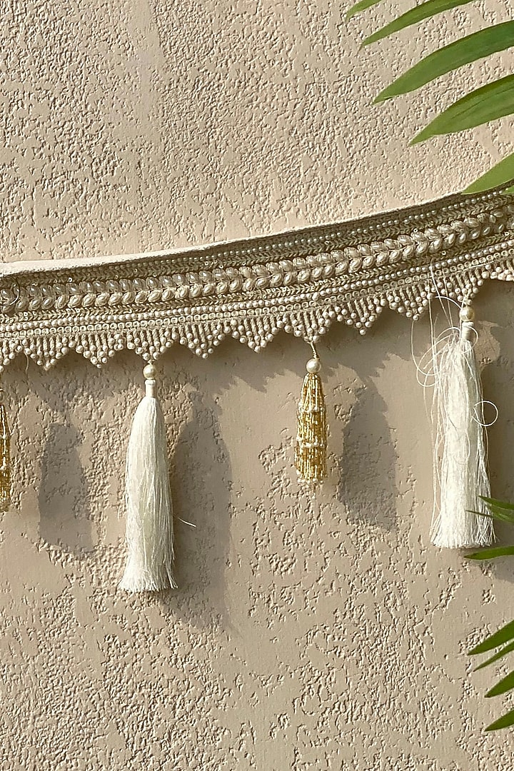 White Pearl & Lace Handcrafted Toran by Mason Home at Pernia's Pop Up Shop