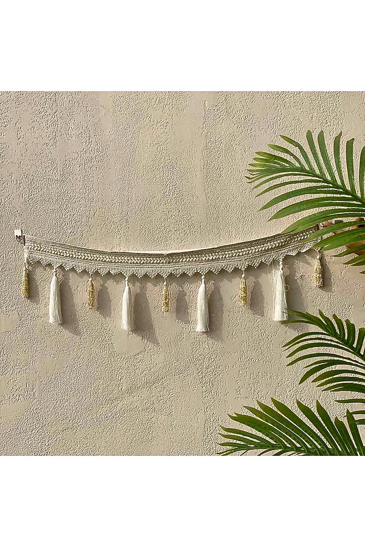 White Pearl & Lace Handcrafted Toran by Mason Home at Pernia's Pop Up Shop