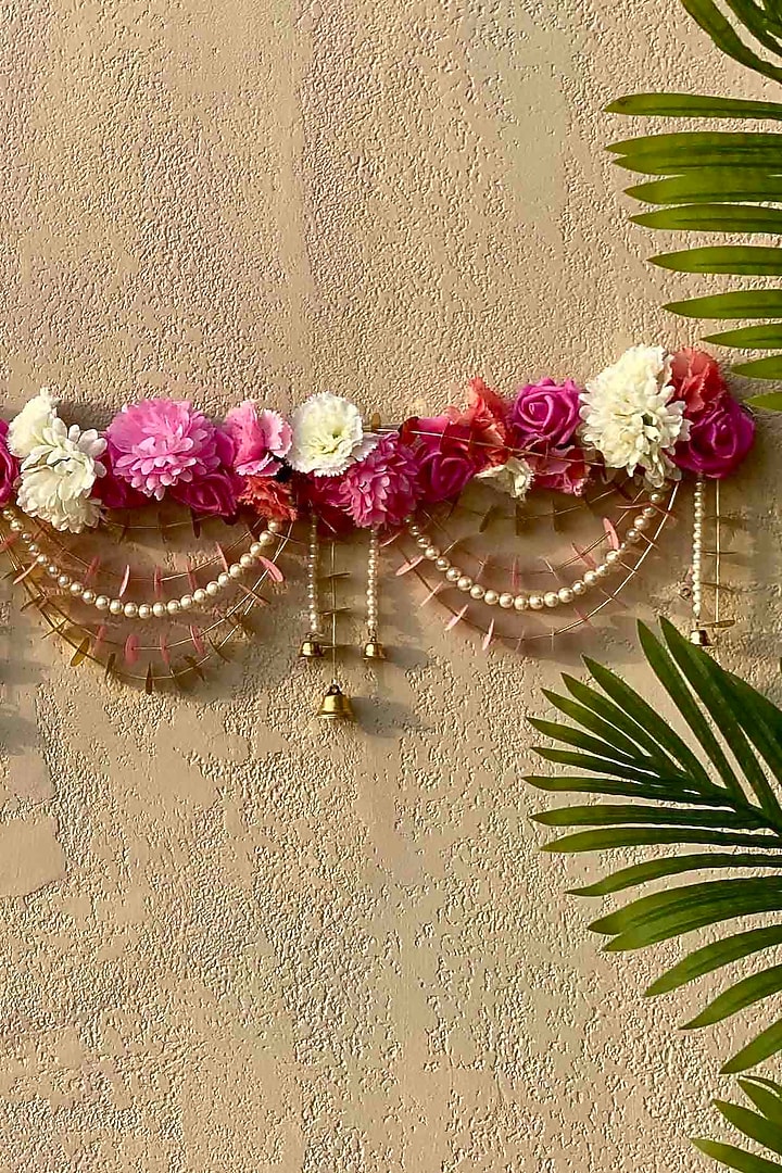 Pink & White Artificial Flower Handcrafted Toran by Mason Home at Pernia's Pop Up Shop