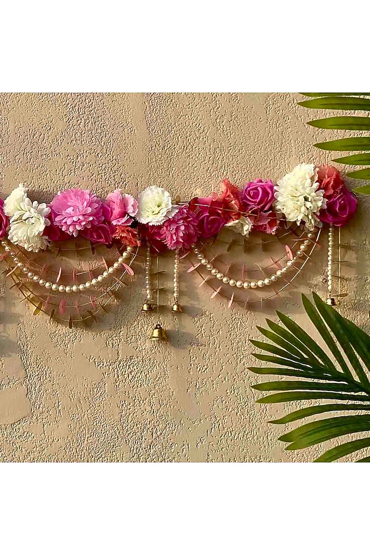 Pink & White Artificial Flower Handcrafted Toran by Mason Home at Pernia's Pop Up Shop
