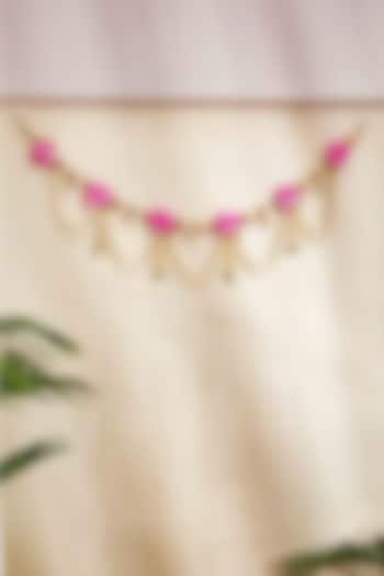Pink & Golden Artificial Flower Handcrafted Toran by Mason Home