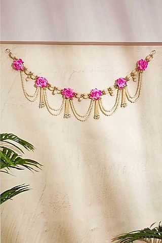 Pink & Golden Artificial Flower Handcrafted Toran by Mason Home