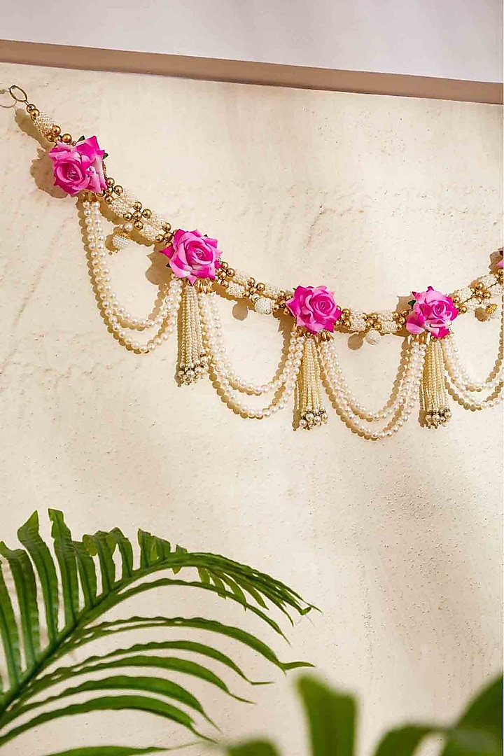 Pink & Golden Artificial Flower Handcrafted Toran by Mason Home at Pernia's Pop Up Shop