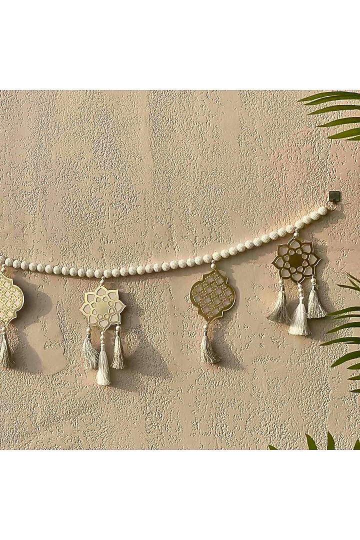 White & Grey Motif Handcrafted Toran by Mason Home at Pernia's Pop Up Shop