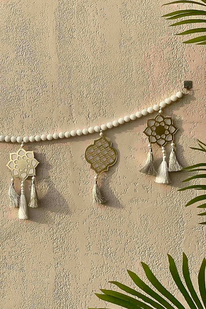 White & Grey Motif Handcrafted Toran by Mason Home at Pernia's Pop Up Shop