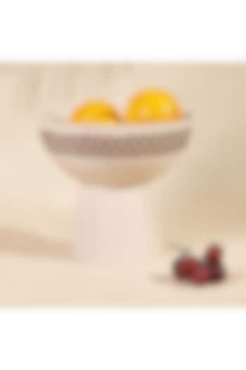 Ivory Metal & Faux Leather Pedestal Bowl by Mason Home at Pernia's Pop Up Shop