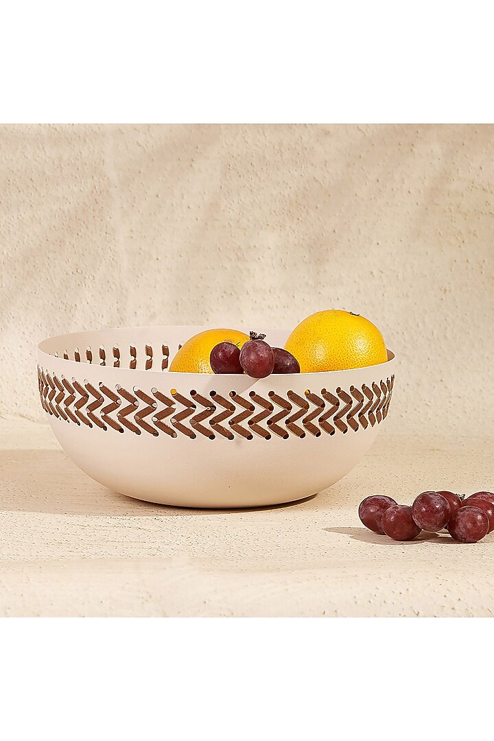 Ivory Metal & Faux Leather Bowl by Mason Home at Pernia's Pop Up Shop