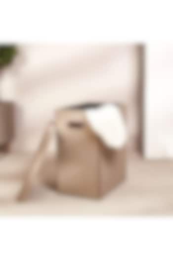 Taupe Brown Vegan Leather Laundry Basket With Lid by Mason Home at Pernia's Pop Up Shop