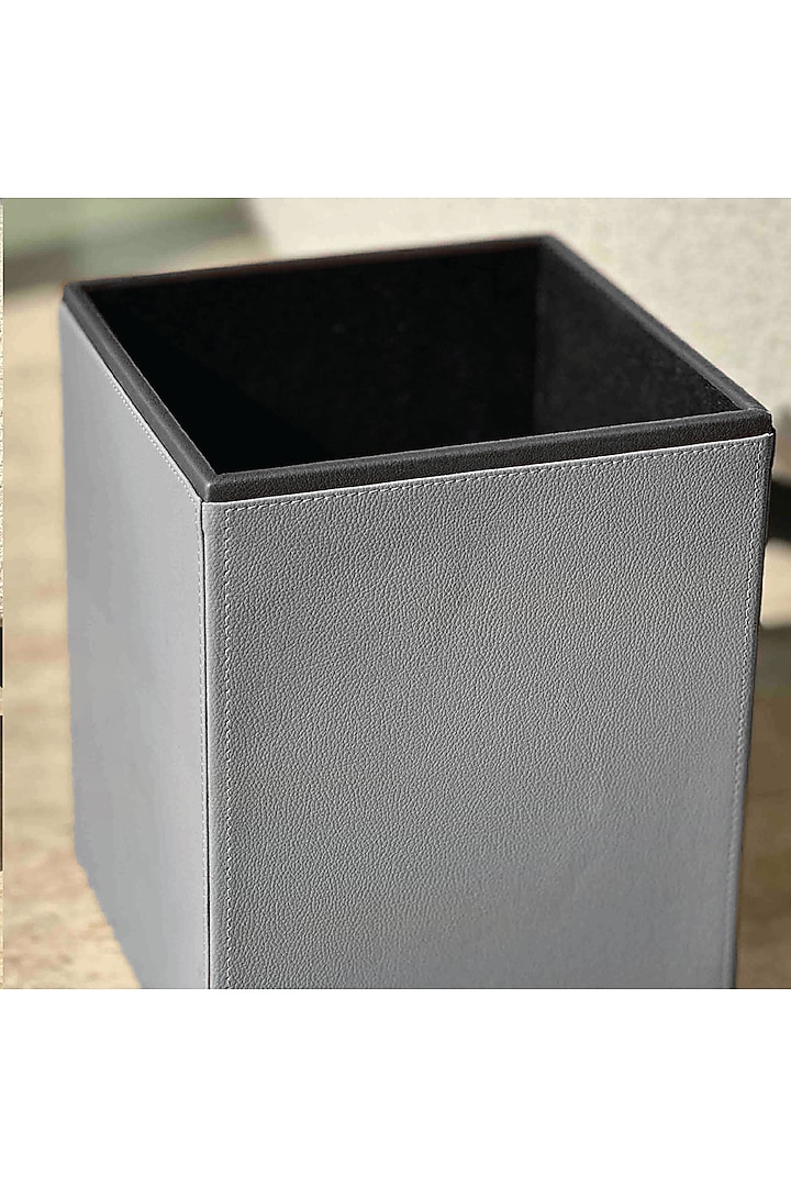 Grey Vegan Leather Dustbin by Mason Home at Pernia's Pop Up Shop