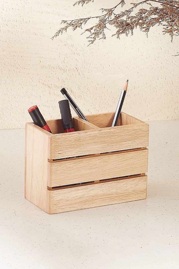Brown Wooden Handcrafted Desk Organizer by Mason Home