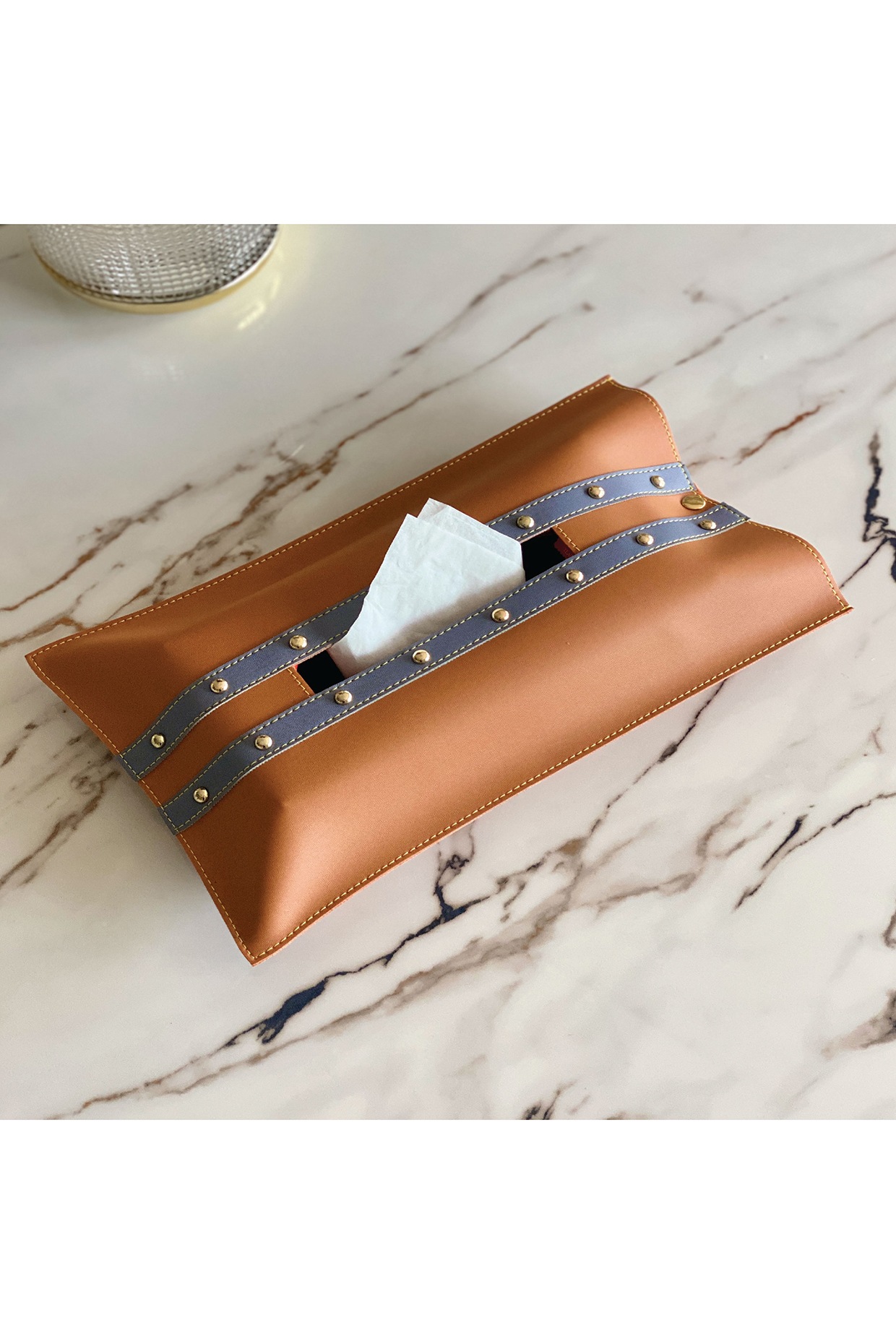 Vegan Leather Box Bag shops - Tan