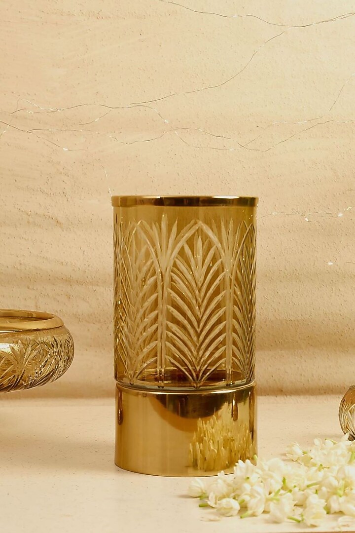Gold Glass & Aluminium Candle Holder by Mason Home at Pernia's Pop Up Shop