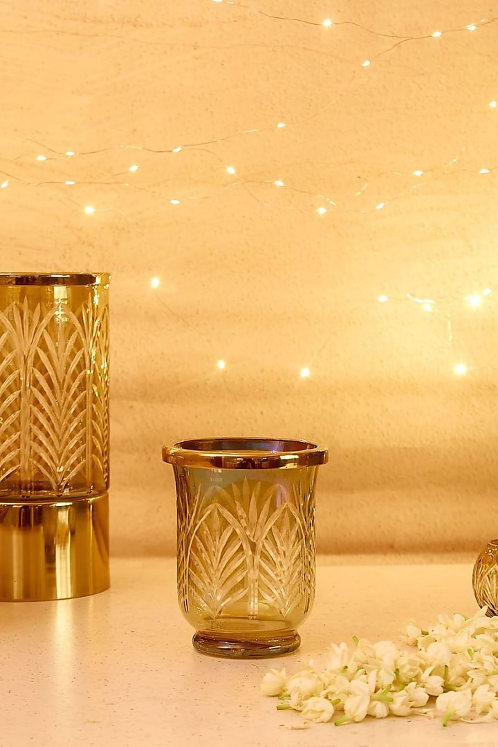 Gold Glass & Aluminium Candle Holder by Mason Home