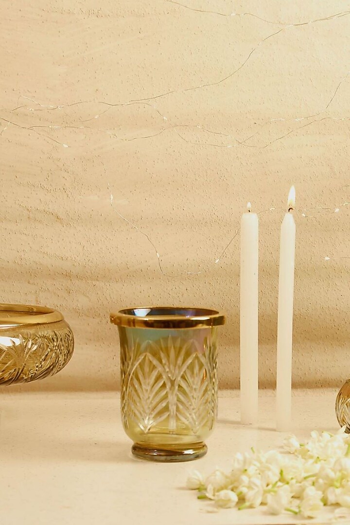 Gold Glass & Aluminium Candle Holder by Mason Home at Pernia's Pop Up Shop