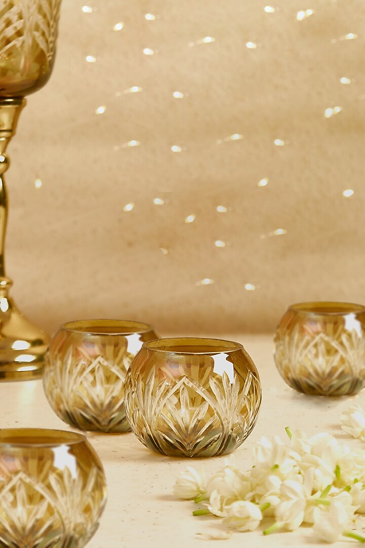 Gold Glass & Aluminium Candle Holders (Set of 4) by Mason Home at Pernia's Pop Up Shop