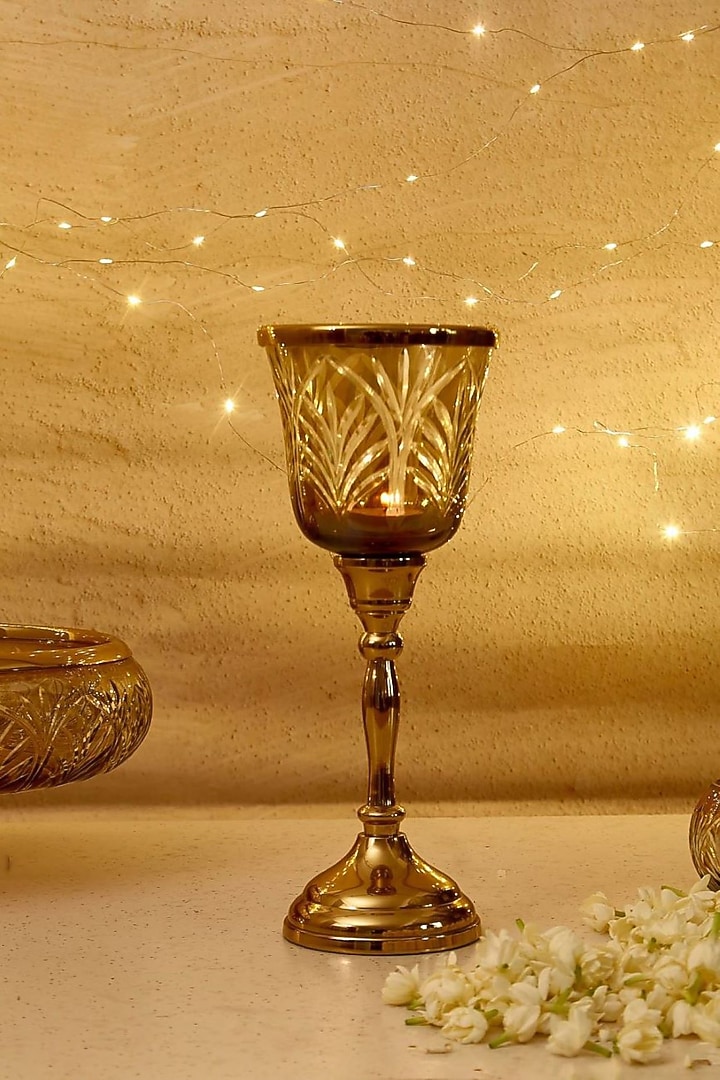 Gold Glass Aluminium Candle Holder by Mason Home at Pernia's Pop Up Shop