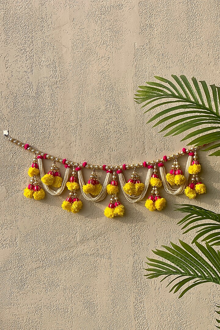 Multi-Colored Artificial Flower & Bead Handcrafted Toran by Mason Home