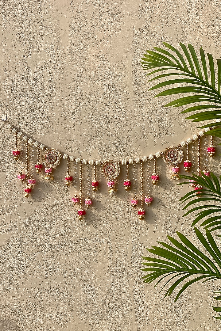 Multi-Colored Artificial Flower & Bead Handcrafted Toran by Mason Home at Pernia's Pop Up Shop
