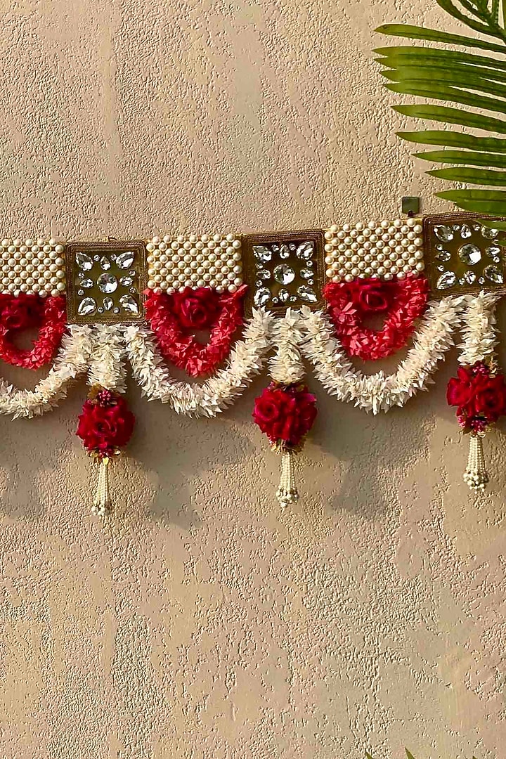Multi-Colored Artificial Flower & Bead Embellished Handcrafted Toran by Mason Home at Pernia's Pop Up Shop