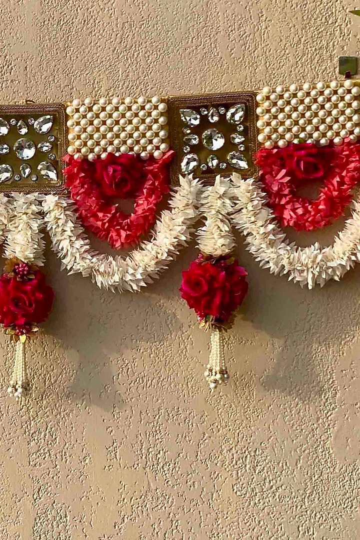Multi-Colored Artificial Flower & Bead Embellished Handcrafted Toran by Mason Home at Pernia's Pop Up Shop
