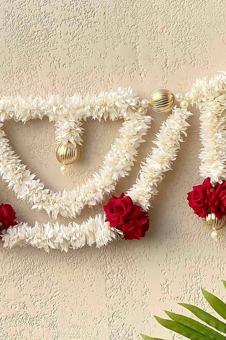 White & Red Artificial Flower Handcrafted Toran by Mason Home at Pernia's Pop Up Shop