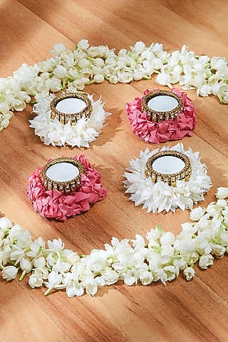 White & Pink Artificial Flower Tea Light Set by Mason Home
