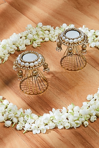 White & Gold Pearl Tea Light Set by Mason Home