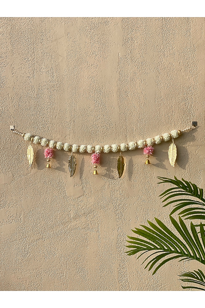 White Artificial Flower & Bead Handcrafted Toran by Mason Home at Pernia's Pop Up Shop