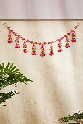 Pink Artificial Flower & Bead Handcrafted Toran by Mason Home