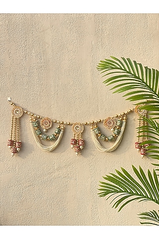 White Artificial Flower & Bead Handcrafted Toran by Mason Home