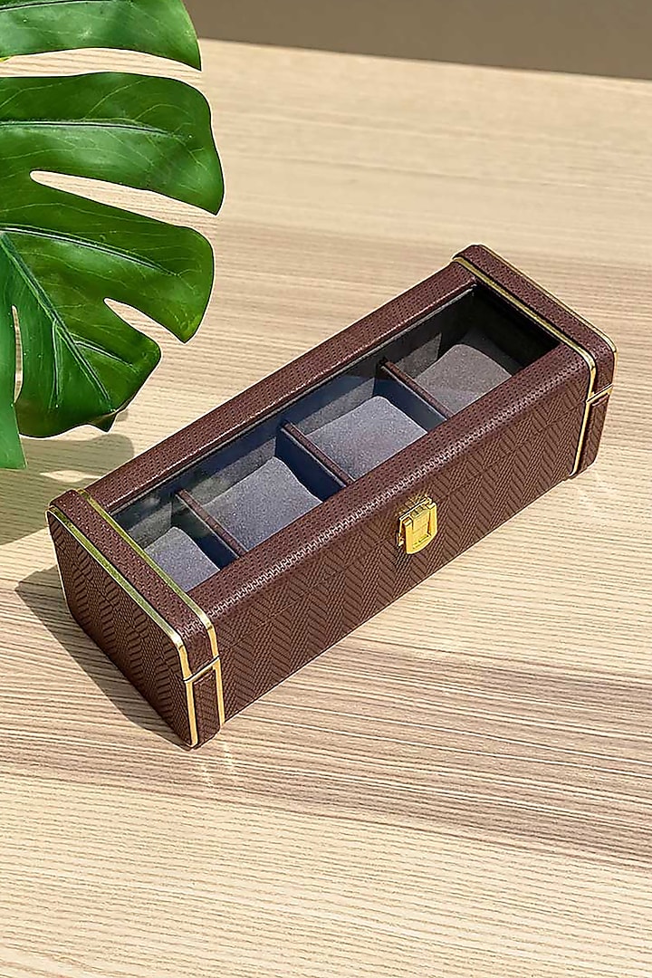 Walnut Brown Faux Leather Watch Box by Mason Home