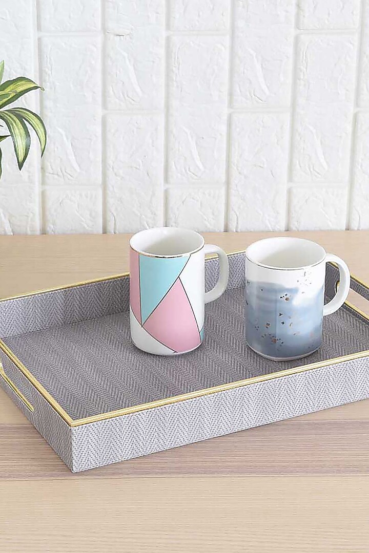 Ash Grey Faux Leather Trays ( Set of 2) by Mason Home at Pernia's Pop Up Shop