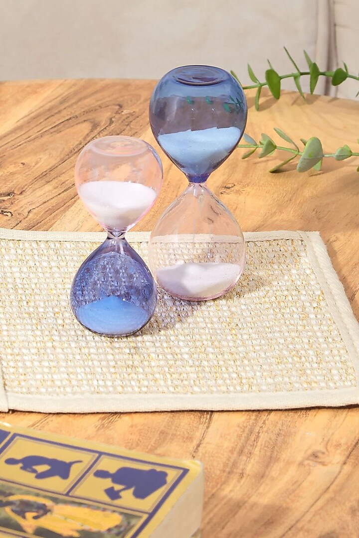 Blue & White Glass Hourglass by Mason Home at Pernia's Pop Up Shop