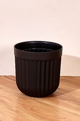 Black PVC Ruffled Planter by Mason Home