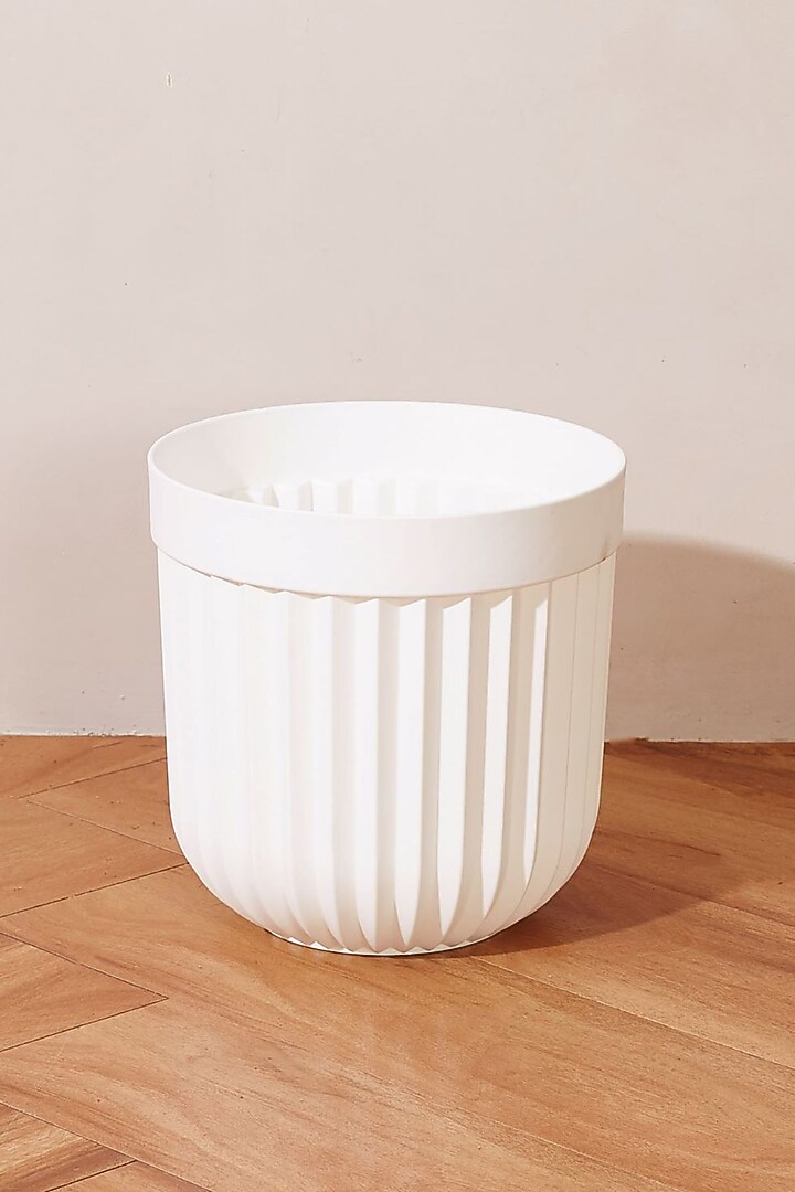White PVC Ruffled Planter by Mason Home at Pernia's Pop Up Shop