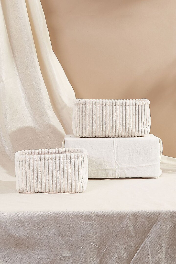 White Velvet Basket Set by Mason Home at Pernia's Pop Up Shop