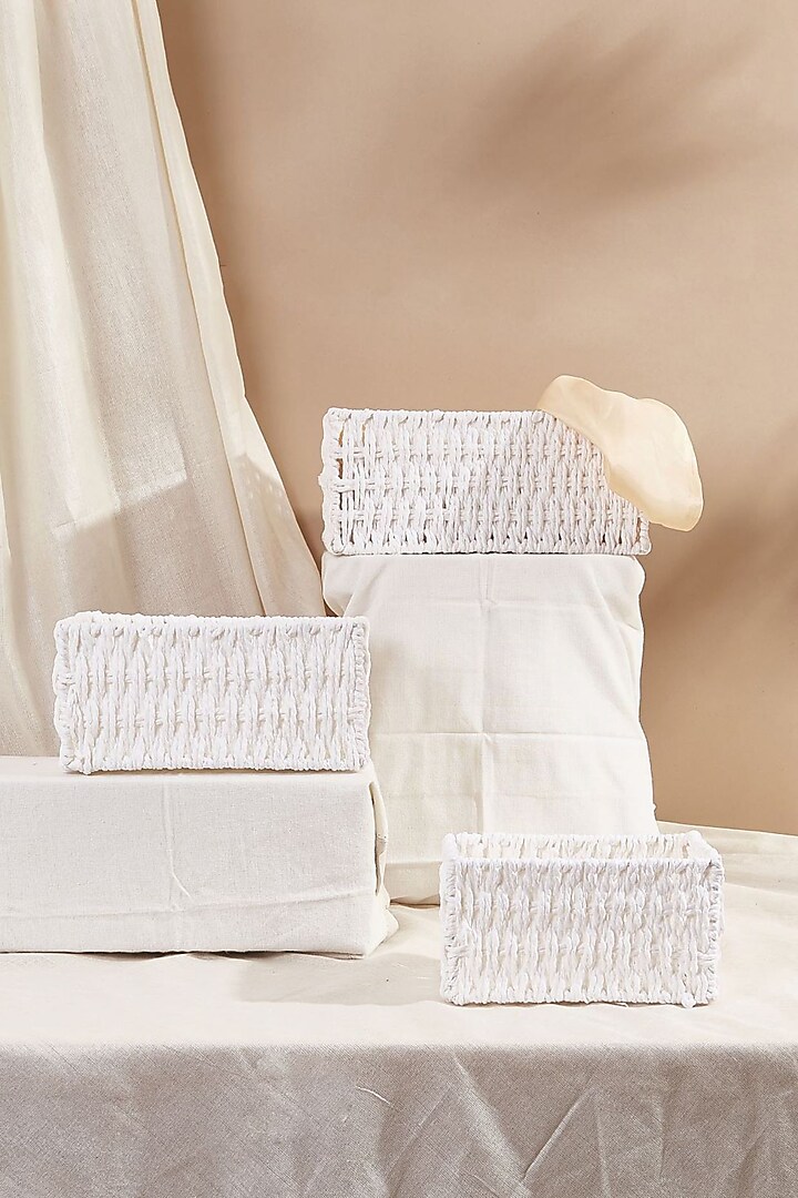 White PVC Rope Organising Basket Set by Mason Home at Pernia's Pop Up Shop