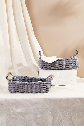 Grey Knit Fabric Basket Set by Mason Home